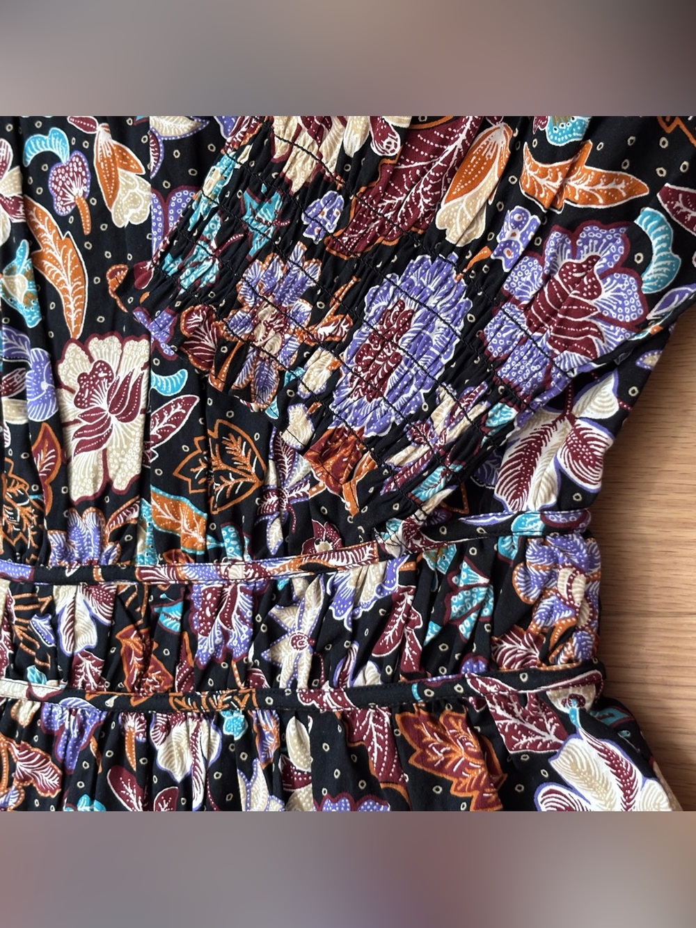 Reposted New Ann Taylor floral cotton batik fit & flair tired midi dress sz 2 - Picture 6 of 11